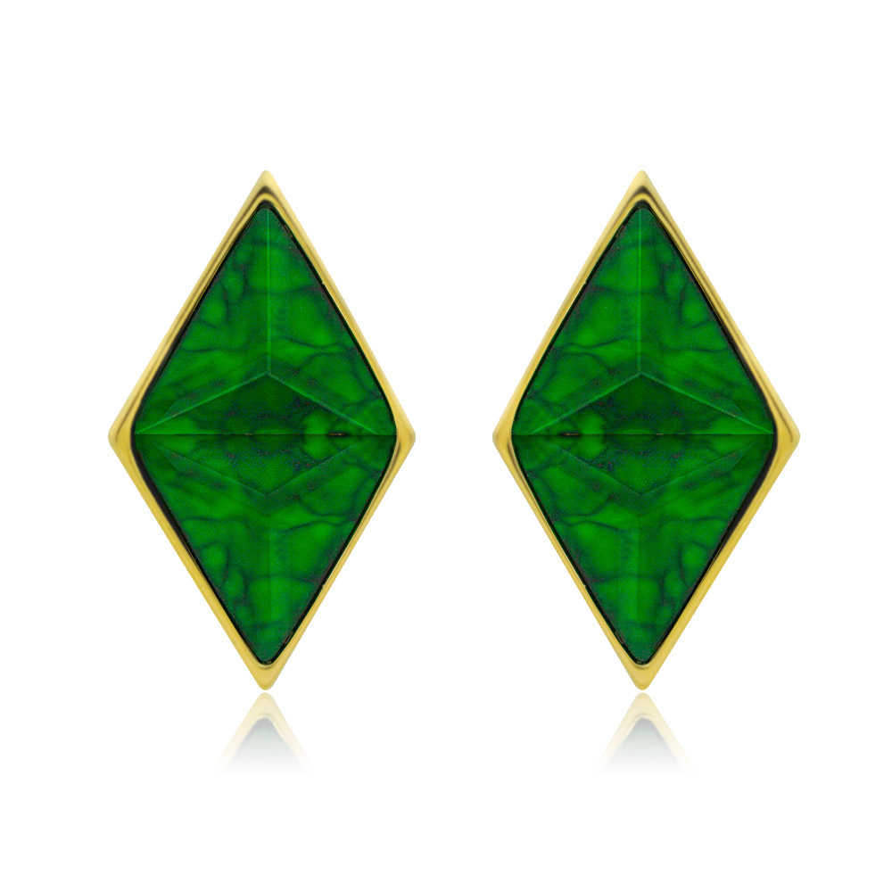 Emerald Green Geometric Resin Earrings